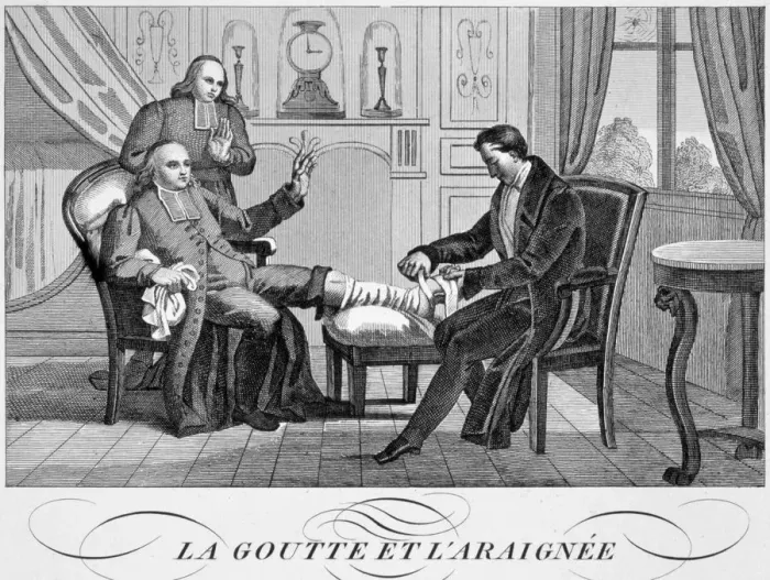 Framed Print : Gout and the Spider, c1835 Framed Print : Gout and the Spider, c1835