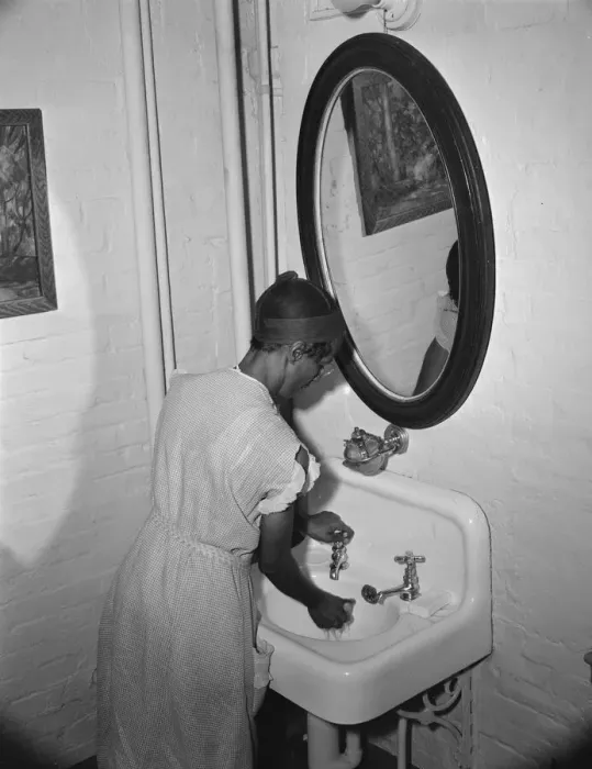 Framed Print : Government charwoman cleaning offices, Washington, D. C. 1942. Creator: Gordon Parks Framed Print : Government charwoman cleaning offices, Washington, D. C. 1942. Creator: Gordon Parks