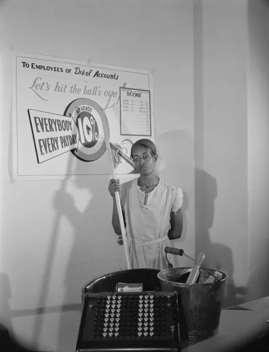 Framed Print : Government charwoman who provides for a family of six on her salary... Washington, D.C. 1942. Creator: Gordon Parks Framed Print : Government charwoman who provides for a family of six on her salary... Washington, D.C. 1942. Creator: Gordon Parks