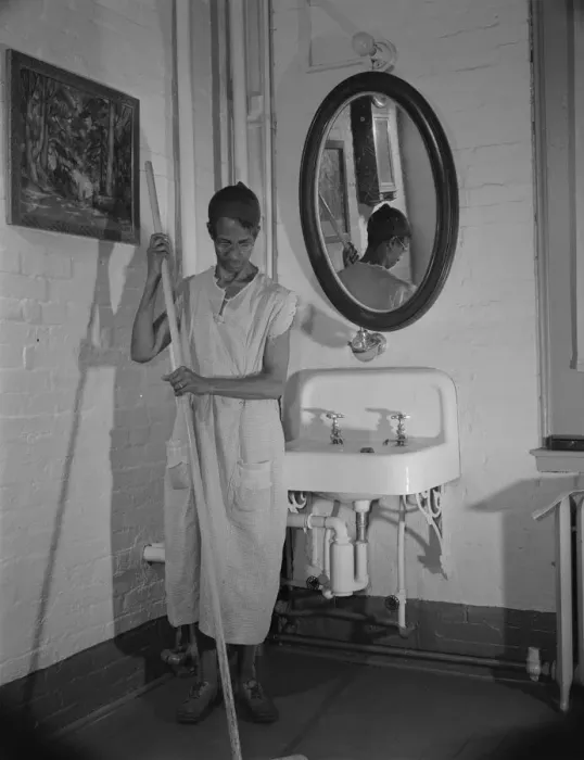 Framed Print : Government charwoman who provides for a family of six on her salary... Washington, D.C. 1942. Creator: Gordon Parks Framed Print : Government charwoman who provides for a family of six on her salary... Washington, D.C. 1942. Creator: Gordon Parks