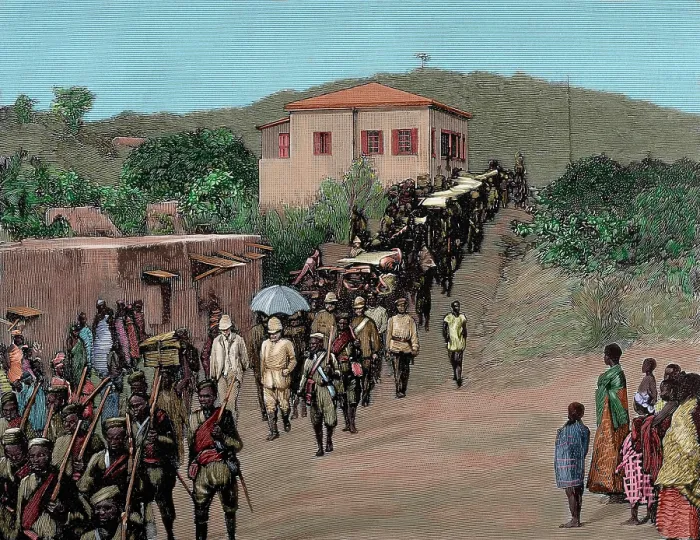 Framed Print : Governor Maxwell returns to Cape Coast Castle, from Cumasia, late 19th century. Creator: Unknown Framed Print : Governor Maxwell returns to Cape Coast Castle, from Cumasia, late 19th century. Creator: Unknown