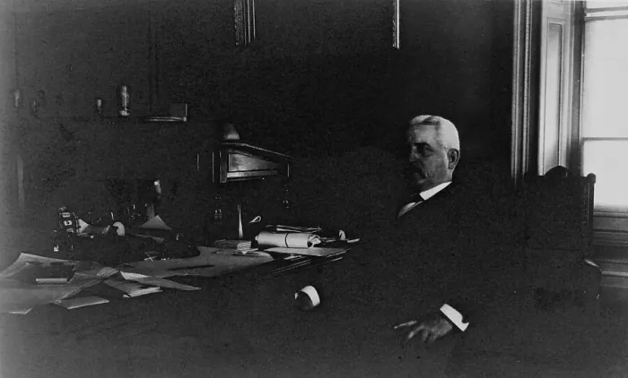 Framed Print : Governor Thompson(?), Treasury Department employee, half-length portrait... between 1884 & 1930 Creator: Frances Benjamin Johnston. Governor Thompson() Framed Print : Governor Thompson(?), Treasury Department employee, half-length portrait... between 1884 & 1930 Creator: Frances Benjamin Johnston. Governor Thompson()