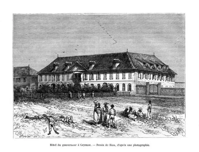 Framed Print : The Governors House, Cayenne, French Guyana, South America, 19th century. Artist: Edouard Riou Framed Print : The Governors House, Cayenne, French Guyana, South America, 19th century. Artist: Edouard Riou