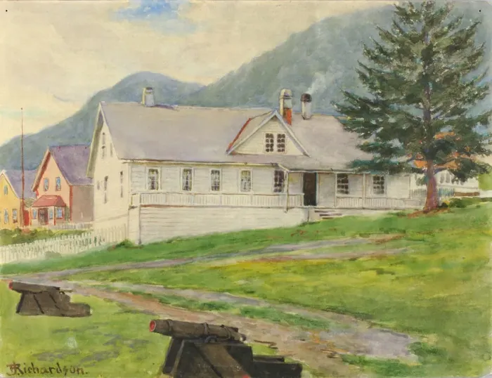 Framed Print : Former Governors House, Sitka, 1905. Creator: Theodore J. Richardson Framed Print : Former Governors House, Sitka, 1905. Creator: Theodore J. Richardson
