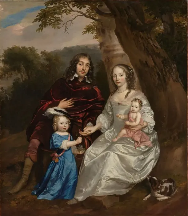 Framed Print : Govert van Slingelandt (1623-90), lord of Dubbeldam. With his first wife Christina van Beveren and t Creator: Jan Mytens Framed Print : Govert van Slingelandt (1623-90), lord of Dubbeldam. With his first wife Christina van Beveren and t Creator: Jan Mytens