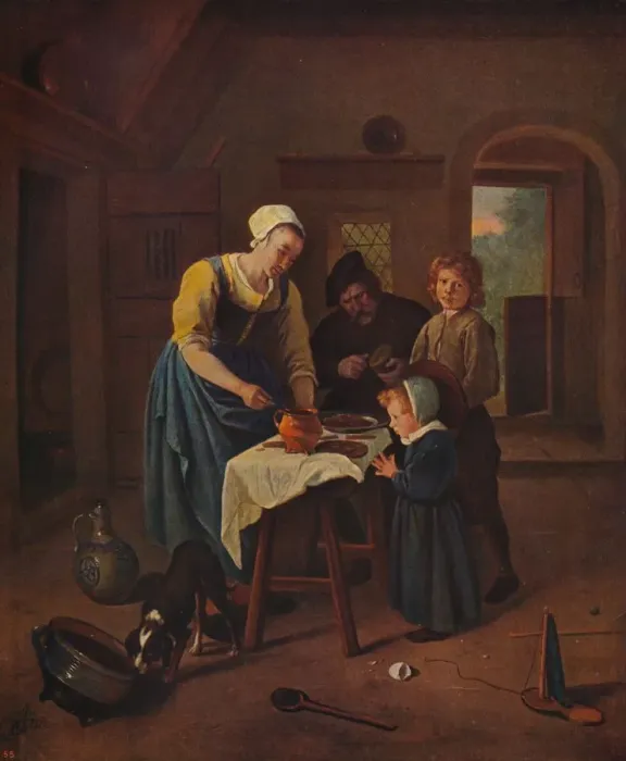 Framed Print : Grace Before Meat, c1665, (c1915). Artist: Jan Steen