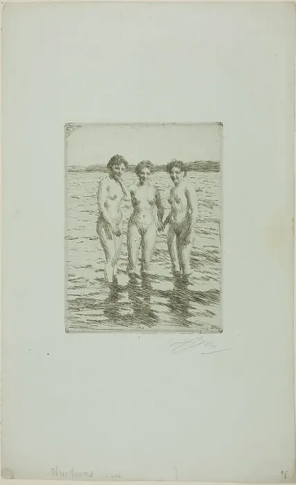 Framed Print : The Three Graces, 1910. Creator: Anders Leonard Zorn Framed Print : The Three Graces, 1910. Creator: Anders Leonard Zorn
