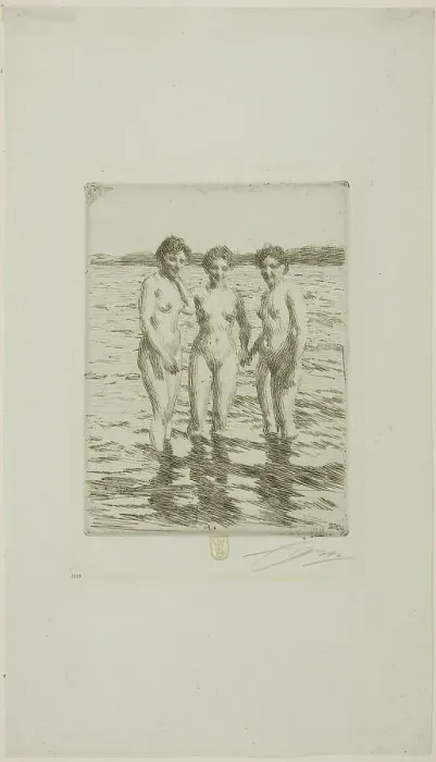 Framed Print : The Three Graces, 1910. Creator: Anders Leonard Zorn Framed Print : The Three Graces, 1910. Creator: Anders Leonard Zorn