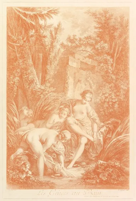 Framed Print : The Graces au Bain (The Graces at the Bath), 1756. Creator: William Wynne Ryland Framed Print : The Graces au Bain (The Graces at the Bath), 1756. Creator: William Wynne Ryland