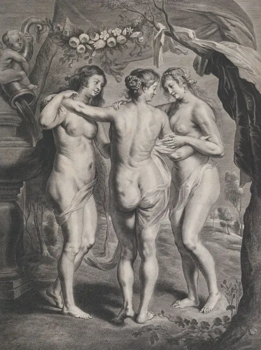 Framed Print : The Three Graces, ca. 1630-74. Creator: Pieter de Jode II Framed Print : The Three Graces, ca. 1630-74. Creator: Pieter de Jode II