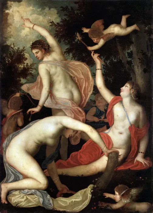 Framed Print : Graces and Cupid, c1600-1640. Artist: Padovanino Framed Print : Graces and Cupid, c1600-1640. Artist: Padovanino