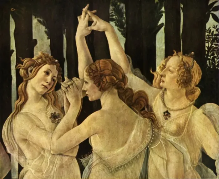 Framed Print : The Three Graces, detail from Primavera, c1478, (1937). Creator: Sandro Botticelli Framed Print : The Three Graces, detail from Primavera, c1478, (1937). Creator: Sandro Botticelli