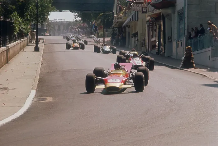 Framed Print : Graham Hill's Lotus leading John Surtees Honda, Monaco Grand Prix, 1968 Framed Print : Graham Hill's Lotus leading John Surtees Honda, Monaco Grand Prix, 1968