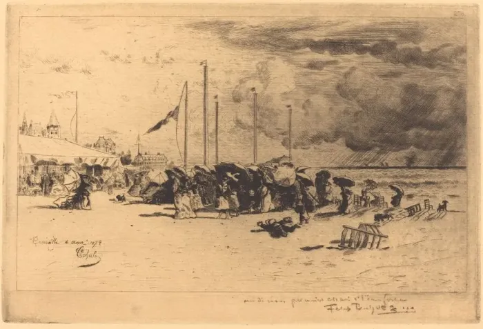 Framed Print : Un Grain aTrouville (Squall at Trouville), 1874 / 1875. Creator: Felix Hilaire Buhot Framed Print : Un Grain aTrouville (Squall at Trouville), 1874 / 1875. Creator: Felix Hilaire Buhot