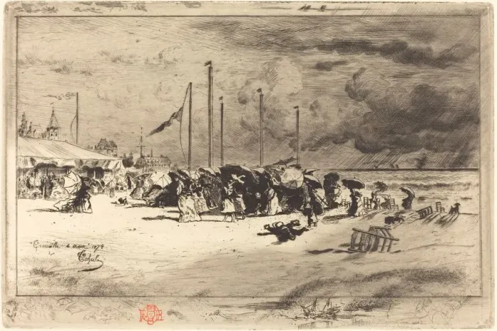 Framed Print : Un Grain aTrouville (Squall at Trouville), 1874 / 1875. Creator: Felix Hilaire Buhot Framed Print : Un Grain aTrouville (Squall at Trouville), 1874 / 1875. Creator: Felix Hilaire Buhot