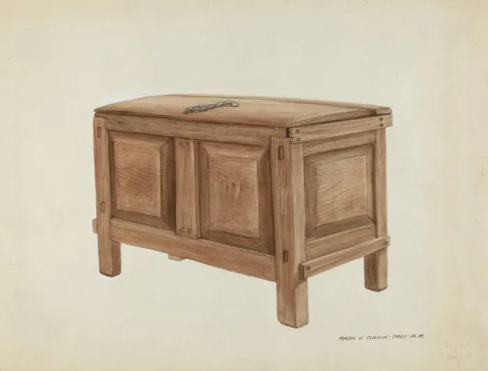 Framed Print : Grain Chest, c. 1937. Creator: Majel G. Claflin Framed Print : Grain Chest, c. 1937. Creator: Majel G. Claflin