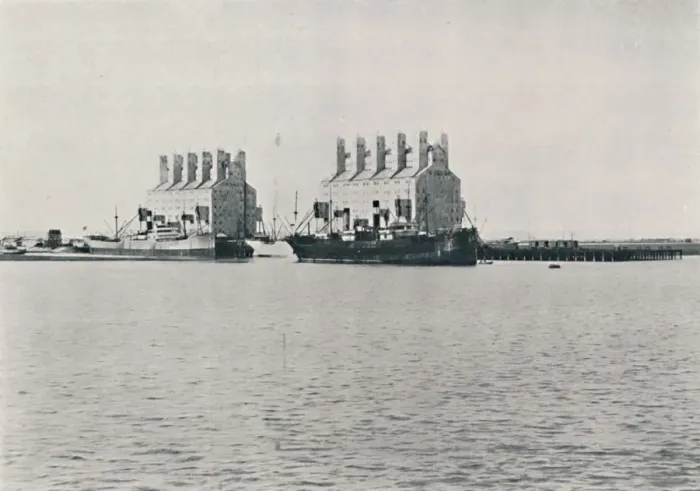 Framed Print : Grain Elevators, Bahia Blanca, 1916 Framed Print : Grain Elevators, Bahia Blanca, 1916
