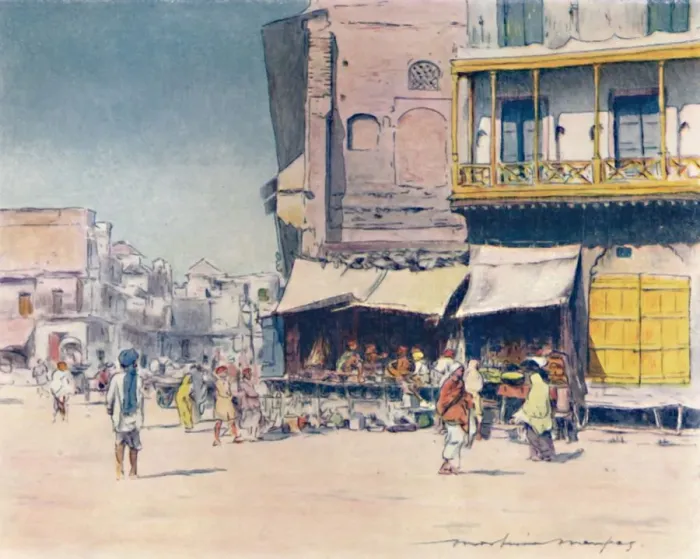 Framed Print : Grain-sellers, 1905. Artist: Mortimer Luddington Menpes Framed Print : Grain-sellers, 1905. Artist: Mortimer Luddington Menpes