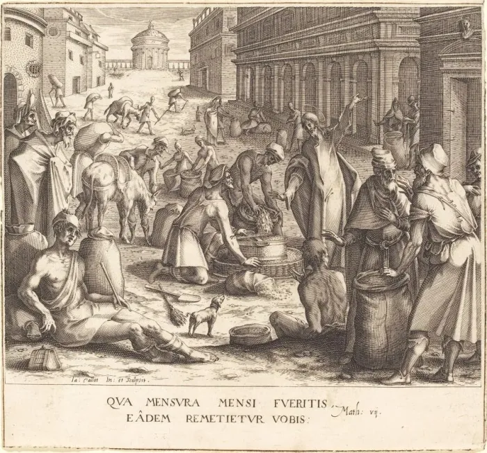 Framed Print : The Grain Weighers, 1608  /  1611. Creator: Jacques Callot