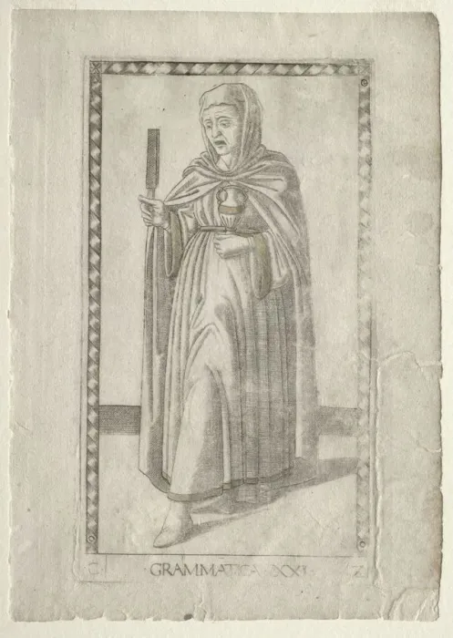 Framed Print : Grammar (from the Tarocchi, series C: Liberal Arts, #21), before 1467 Framed Print : Grammar (from the Tarocchi, series C: Liberal Arts, #21), before 1467