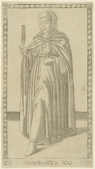 Framed Print : Grammar, plate 21 from Arts and Sciences, c.1465. Creator: Unknown Framed Print : Grammar, plate 21 from Arts and Sciences, c.1465. Creator: Unknown