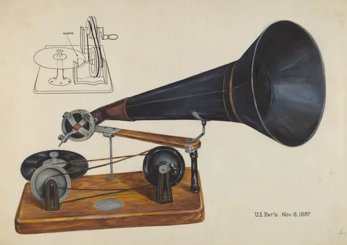 Framed Print : Gramophone, c. 1937. Creator: Charles Bowman Framed Print : Gramophone, c. 1937. Creator: Charles Bowman