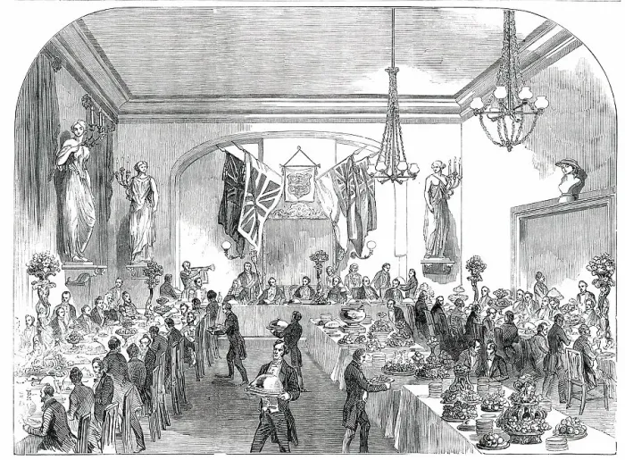 Framed Print : Grand Banquet to the Lord Mayor of London, at Hastings, 1850. Creator: Unknown Framed Print : Grand Banquet to the Lord Mayor of London, at Hastings, 1850. Creator: Unknown