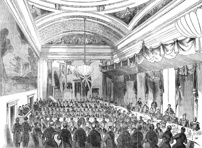 Framed Print : Grand Banquet to Sir H. Pottinger, at Manchester, 1844. Creator: Unknown Framed Print : Grand Banquet to Sir H. Pottinger, at Manchester, 1844. Creator: Unknown