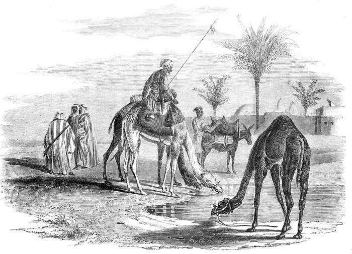 Framed Print : Grand Cairo to Gaza - Village on the Borders of the Desert, 1857. Creator: Smyth Framed Print : Grand Cairo to Gaza - Village on the Borders of the Desert, 1857. Creator: Smyth