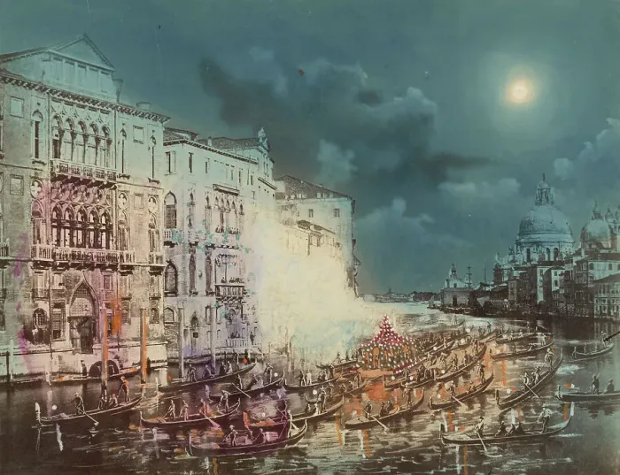 Framed Print : The Grand Canal during Carnival, Venice, about 1860-1880. Creator: Unknown