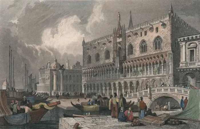 Framed Print : The Grand Canal & Doges Palace, Venice, 1844. Creator: Charles Westwood Framed Print : The Grand Canal & Doges Palace, Venice, 1844. Creator: Charles Westwood