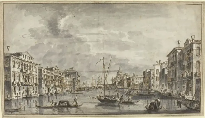 Framed Print : The Grand Canal Looking Toward the Salute and the Dogana, 1770s. Creator: Francesco Tironi Framed Print : The Grand Canal Looking Toward the Salute and the Dogana, 1770s. Creator: Francesco Tironi