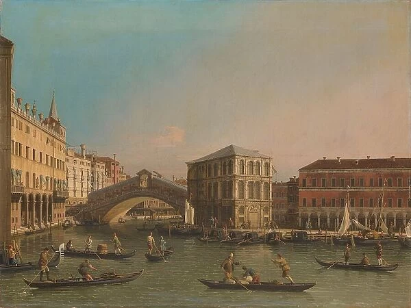 The Grand Canal with the Rialto Bridge and the Fondaco dei Tedeschi, 1707-1750. Creator: Unknown