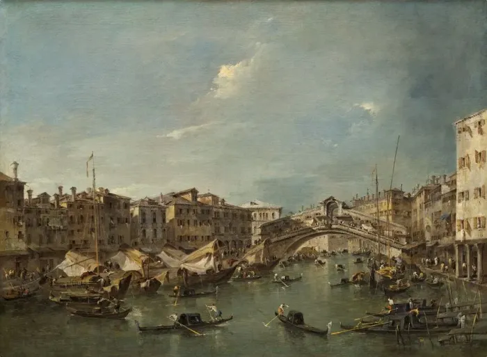 Framed Print : Grand Canal with the Rialto Bridge, Venice, probably c. 1780. Creator: Francesco Guardi Framed Print : Grand Canal with the Rialto Bridge, Venice, probably c. 1780. Creator: Francesco Guardi