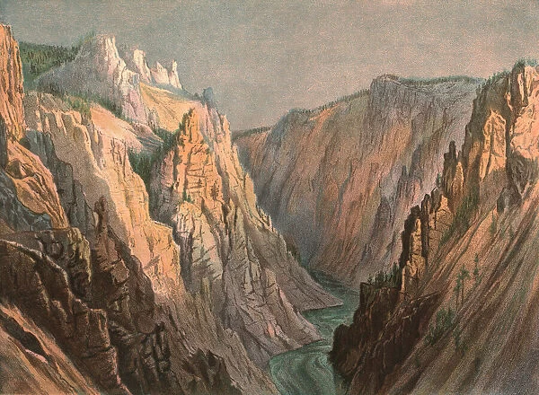 The Grand Canyon of the Yellowstone from the Great Falls, 1888. Creator: Thomas Henry Thomas