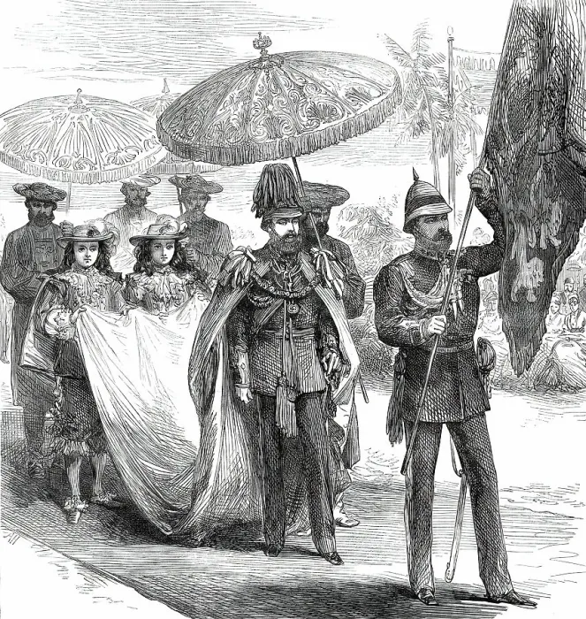 Framed Print : The Grand Chapter of the Star of India at Calcutta: the Prince of Wales...1876. Creator: Unknown Framed Print : The Grand Chapter of the Star of India at Calcutta: the Prince of Wales...1876. Creator: Unknown