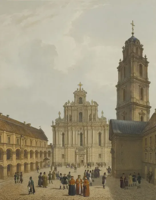 Framed Print : The Grand Courtyard of Vilnius University and the Church of St. Johns, c1850 Framed Print : The Grand Courtyard of Vilnius University and the Church of St. Johns, c1850