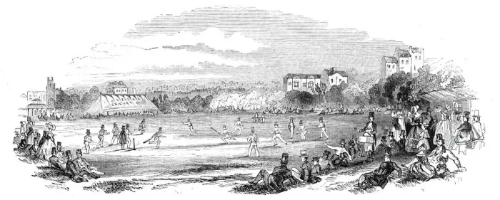 Framed Print : Grand Cricket Match at Brighton, 1844. Creator: Unknown Framed Print : Grand Cricket Match at Brighton, 1844. Creator: Unknown