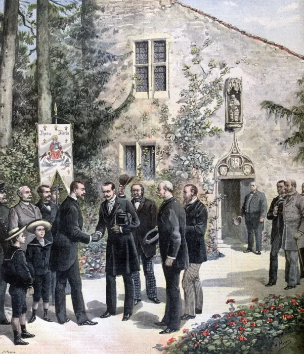 Framed Print : The Grand Duke Constantine of Russia visiting the house of Joan of Arc, Domremy, 1892. Artist: Henri Meyer Framed Print : The Grand Duke Constantine of Russia visiting the house of Joan of Arc, Domremy, 1892. Artist: Henri Meyer