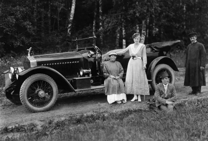 Framed Print : Grand Duke Michael of Russia with a 1914 Rolls-Royce Silver Ghost. Creator: Unknown Framed Print : Grand Duke Michael of Russia with a 1914 Rolls-Royce Silver Ghost. Creator: Unknown