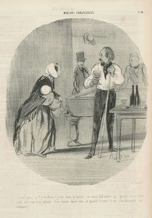 Framed Print : Grand Gueux va! je voudrais t'y voir, 19th century. Creator: Honore Daumier Framed Print : Grand Gueux va! je voudrais t'y voir, 19th century. Creator: Honore Daumier