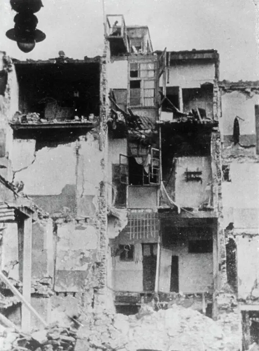 Framed Print : Once a grand hotel in Palma, Majorca, Spanish Civil War, c1936 Framed Print : Once a grand hotel in Palma, Majorca, Spanish Civil War, c1936
