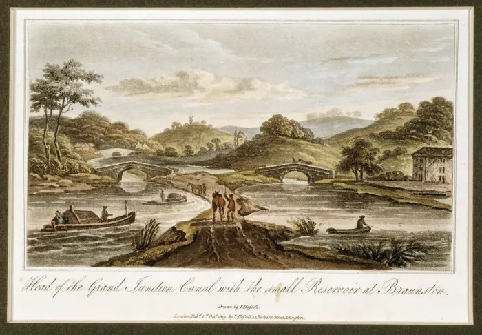 Framed Print : Grand Junction Canal, Braunston, Northamptonshire, 1819. Artist: John Hassell Framed Print : Grand Junction Canal, Braunston, Northamptonshire, 1819. Artist: John Hassell