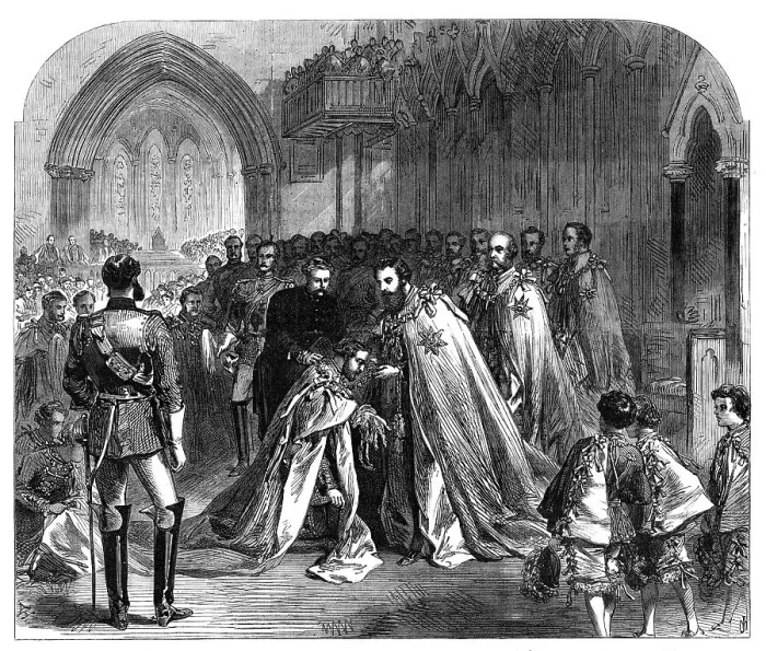 Framed Print : The Grand Master investing the Prince of Wales with the Order of St. Patrick...Dublin, 1868. Creator: Unknown Framed Print : The Grand Master investing the Prince of Wales with the Order of St. Patrick...Dublin, 1868. Creator: Unknown