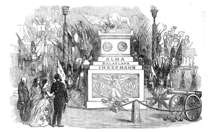 Framed Print : Grand Military Trophy, at the Concerts for the Benefit of the Patriotic Fund, in the Town... 1854. Creator: Unknown Framed Print : Grand Military Trophy, at the Concerts for the Benefit of the Patriotic Fund, in the Town... 1854. Creator: Unknown