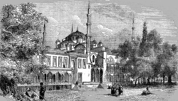 Grand Mosque of the Sultan Achmet on the Hippodrome at Constantinople, 1854. Creator: Unknown