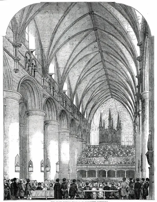 Framed Print : The Grand Musical Festival in Gloucester Cathedral, 1850. Creator: Unknown Framed Print : The Grand Musical Festival in Gloucester Cathedral, 1850. Creator: Unknown