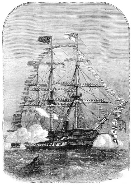 Framed Print : The Grand Naval Review, at Spithead: Getting under Way, and Manning the Yards, 1856. Creator: Unknown Framed Print : The Grand Naval Review, at Spithead: Getting under Way, and Manning the Yards, 1856. Creator: Unknown