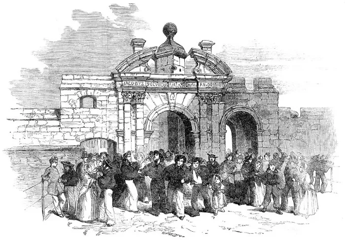 Framed Print : The Grand Naval Review, at Spithead: James Gate, Portsmouth - Liberty-Men Returning, 1856. Creator: Unknown Framed Print : The Grand Naval Review, at Spithead: James Gate, Portsmouth - Liberty-Men Returning, 1856. Creator: Unknown