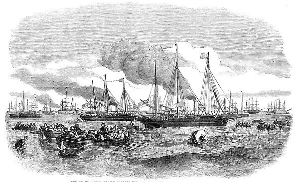 The Grand Naval Review, at Spithead: Liberty-Men going on Shore - sketched by J. W. Carmichael, 1856 Creator: W Thomas